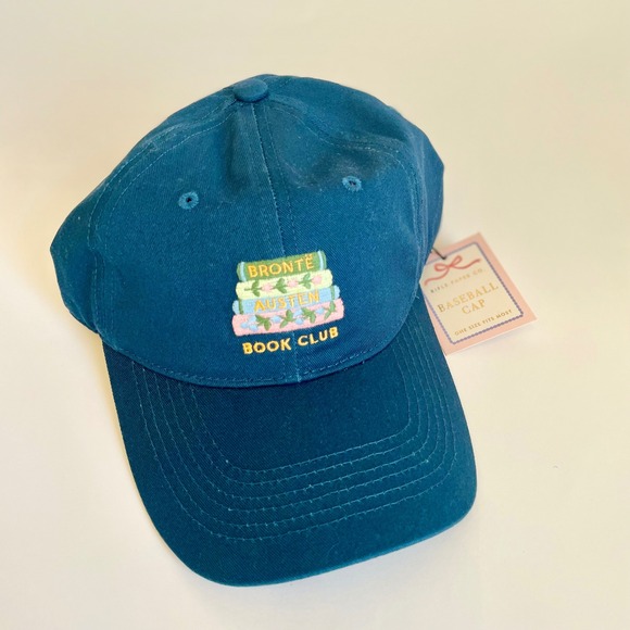 Rifle Paper Co. Accessories - Rifle Paper Co Book Club Navy Blue Embroidered Baseball Cap Bronte Austen NWT